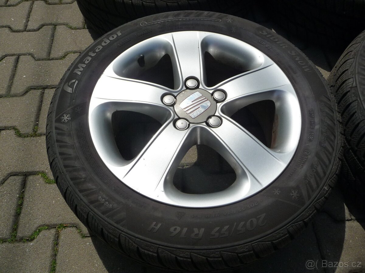 SADA ALU SEAT 16 5x112 ET 50, NOVÉ PNEU 205/55R16