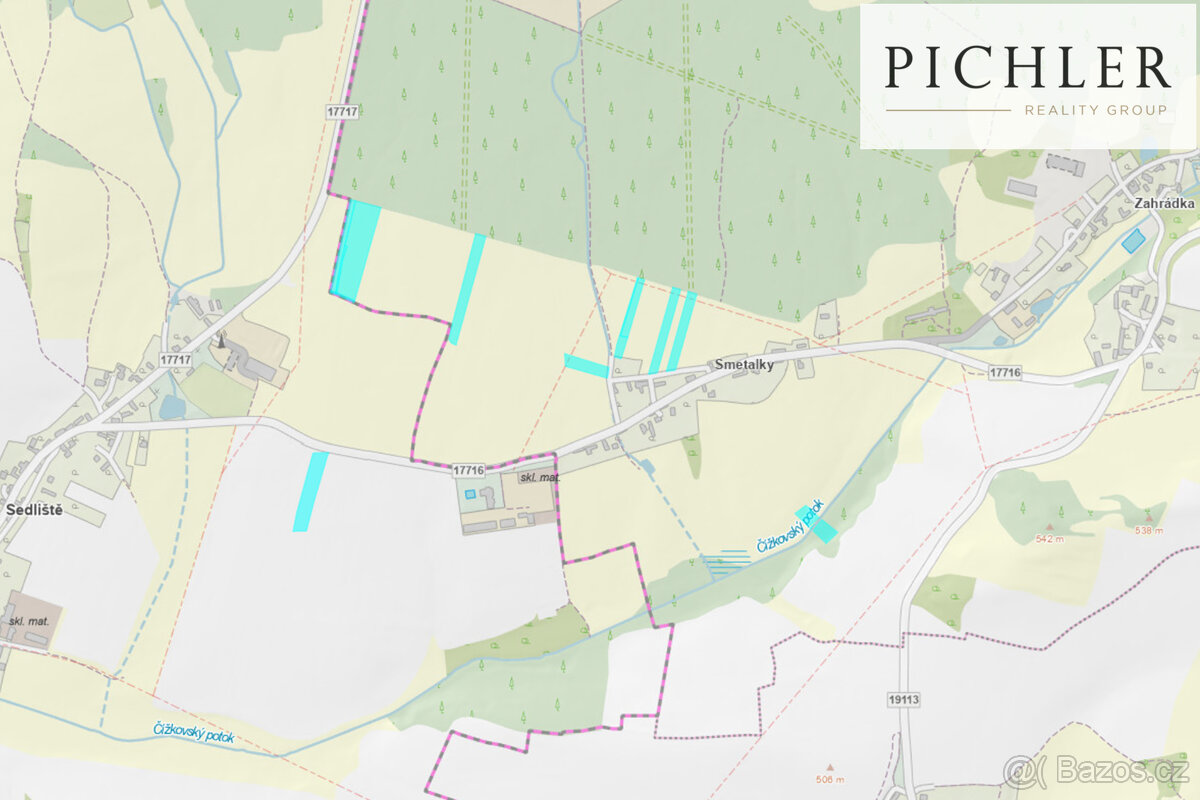 Prodej pole a louky, 31421 m², Čížkov