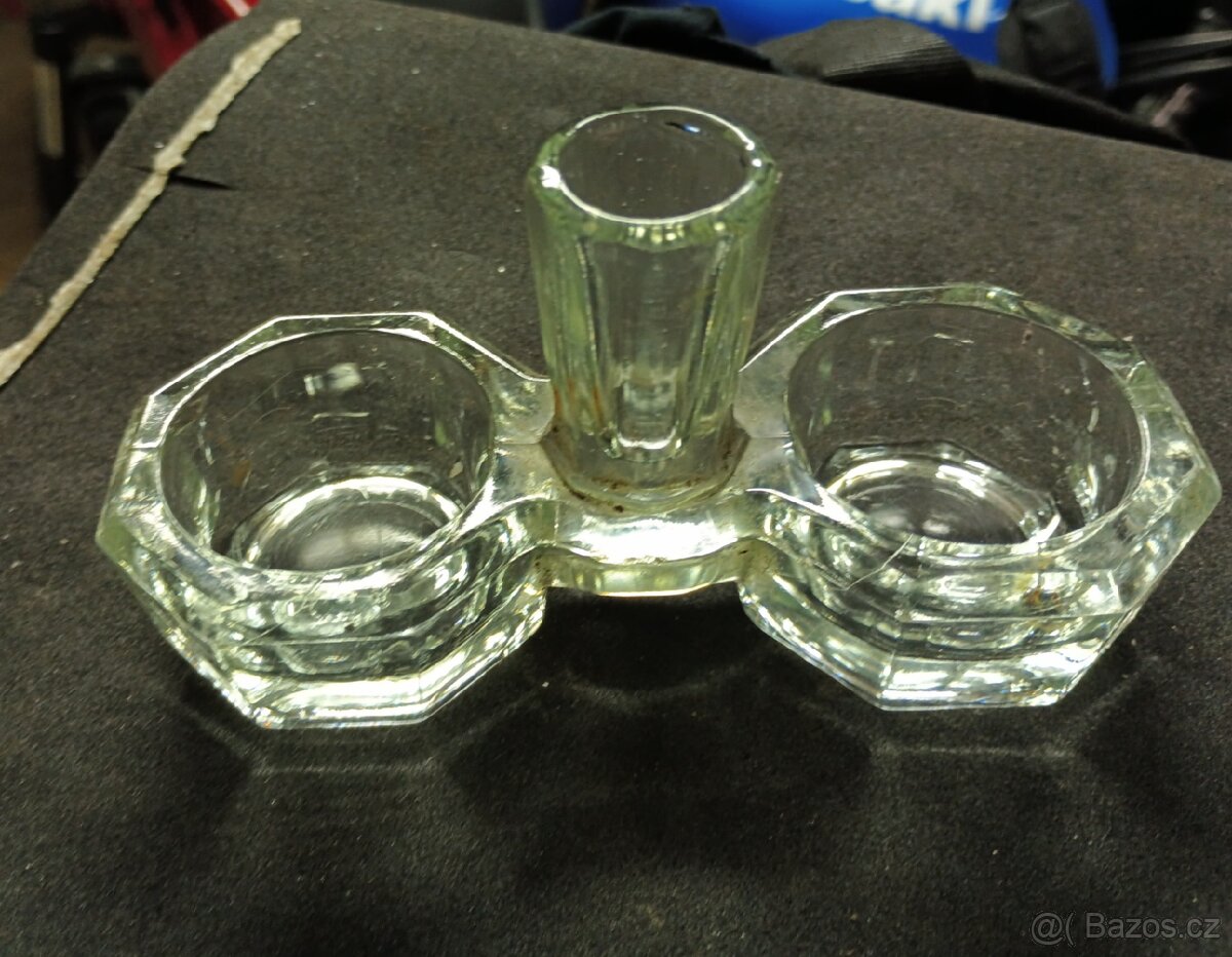 Stará skleněná slánka, miska podtacek