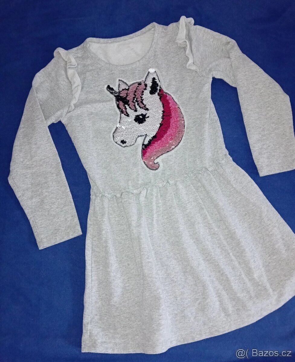 Mikinové šaty s jednorožcem