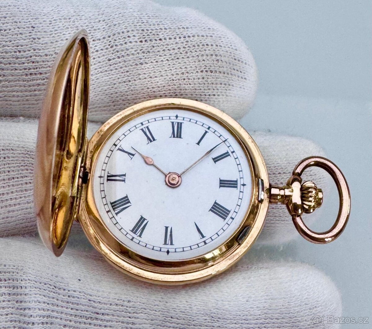 14K CELO ZLATÉ TŘÍPLÁŠŤOVÉ KAPESNÍ HODINKY GRAZIOSA