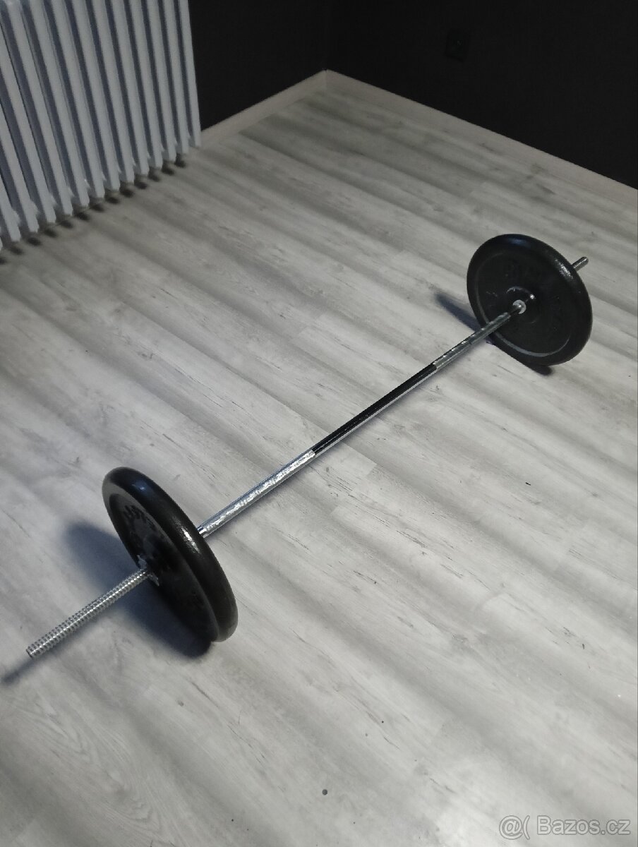 Činky stojan na činku 2x 25kg litinové