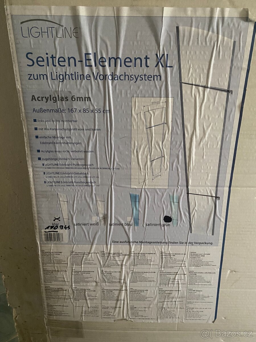 Boční stěna pro stříšky Polymer Lightline XL