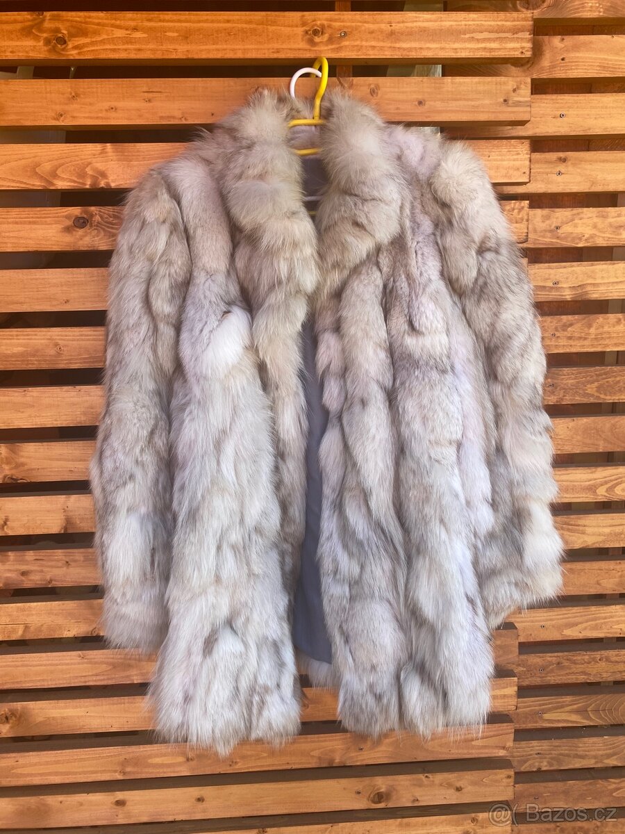 Retro kožich, velikost XL bílá liška