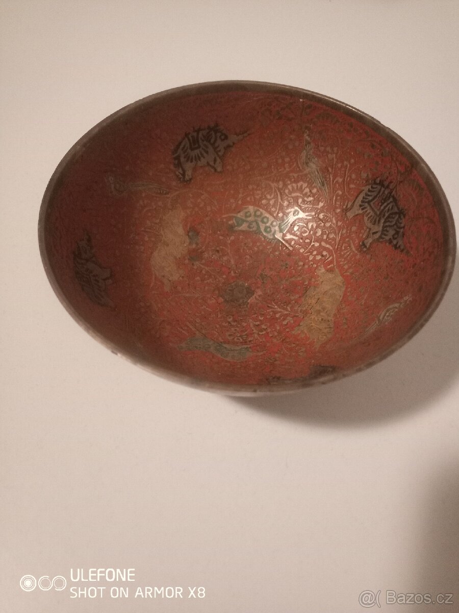 Vintage indická bronzová bonbónová mísa