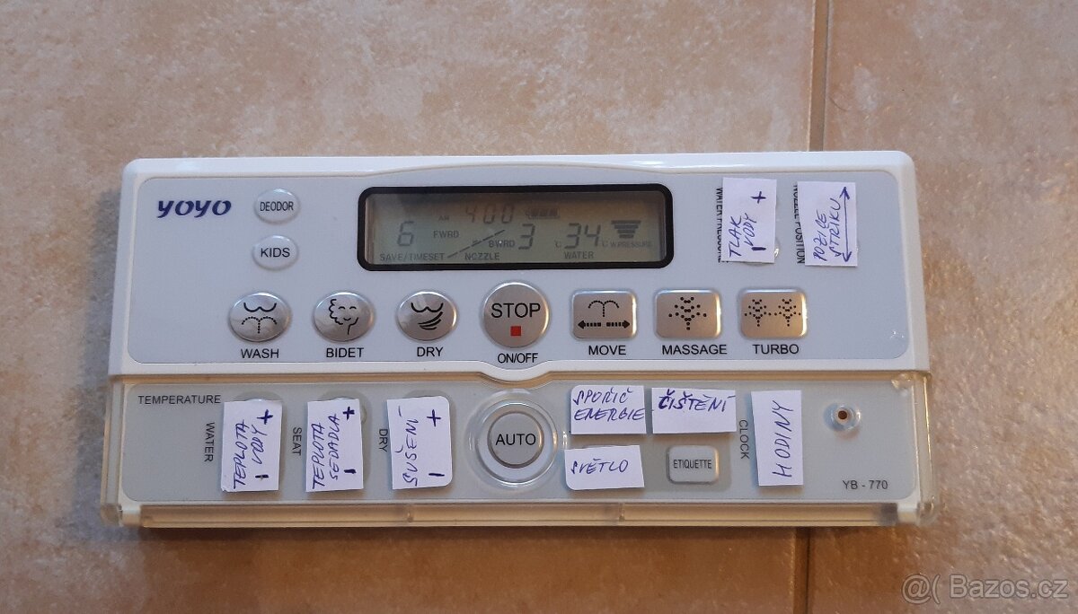 Dálkový ovladač k bidetovému prkénku