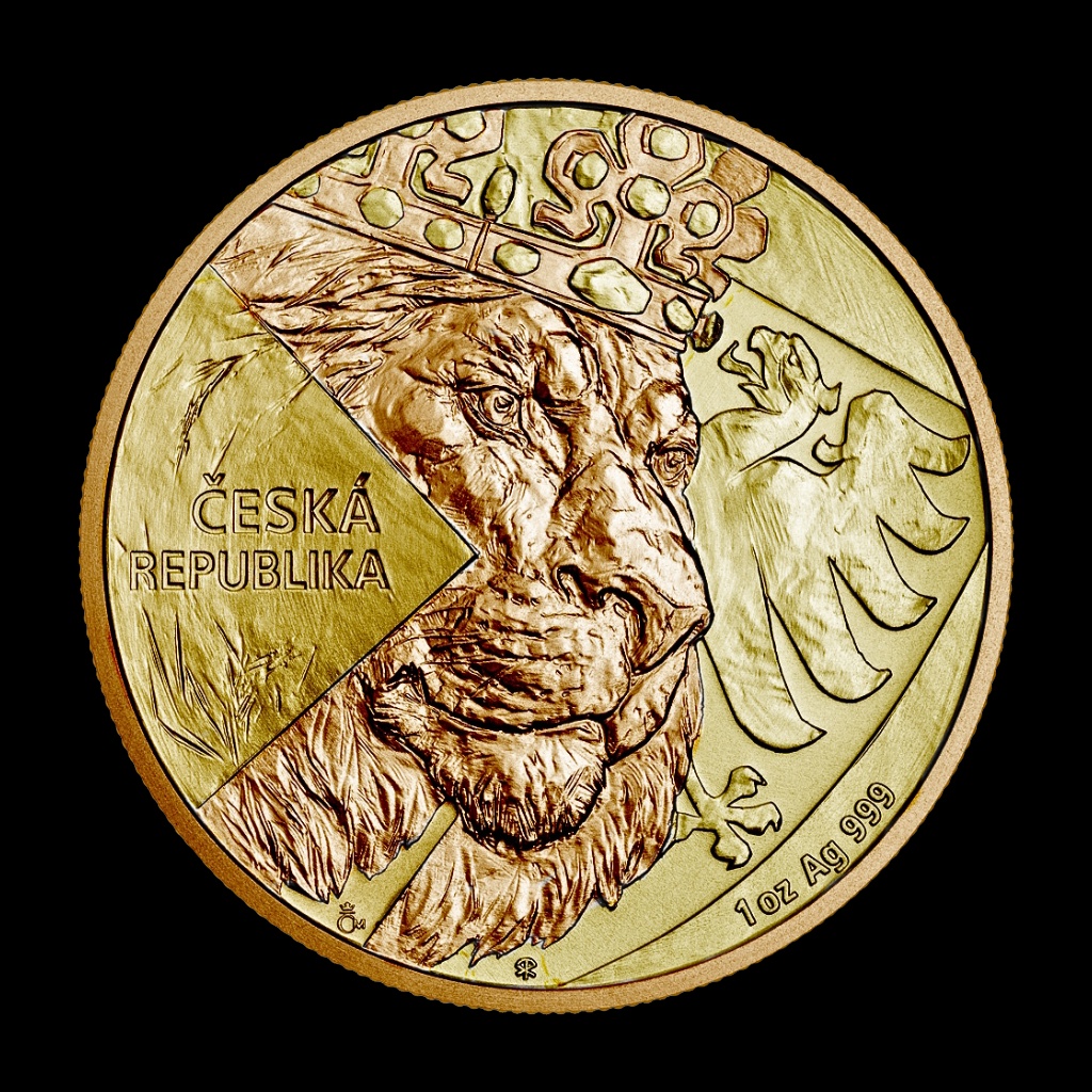 Stříbrná mince 1 oz Český lev 2024 Fine & Rose gilded