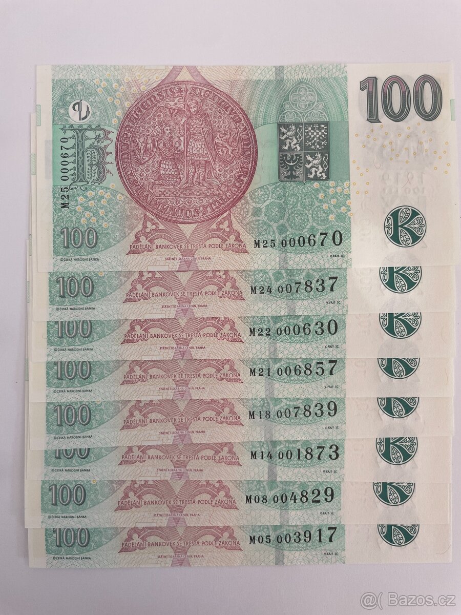100 KČ s přítiskem