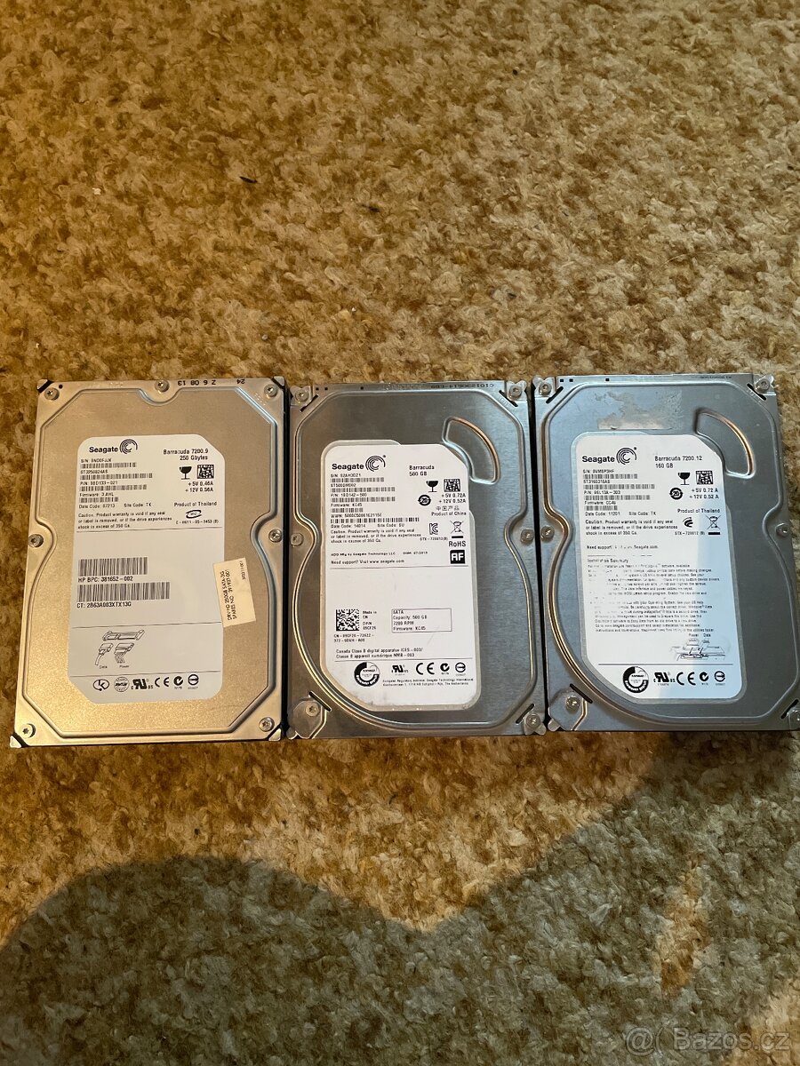 HDD 500GB, 250GB, 160GB