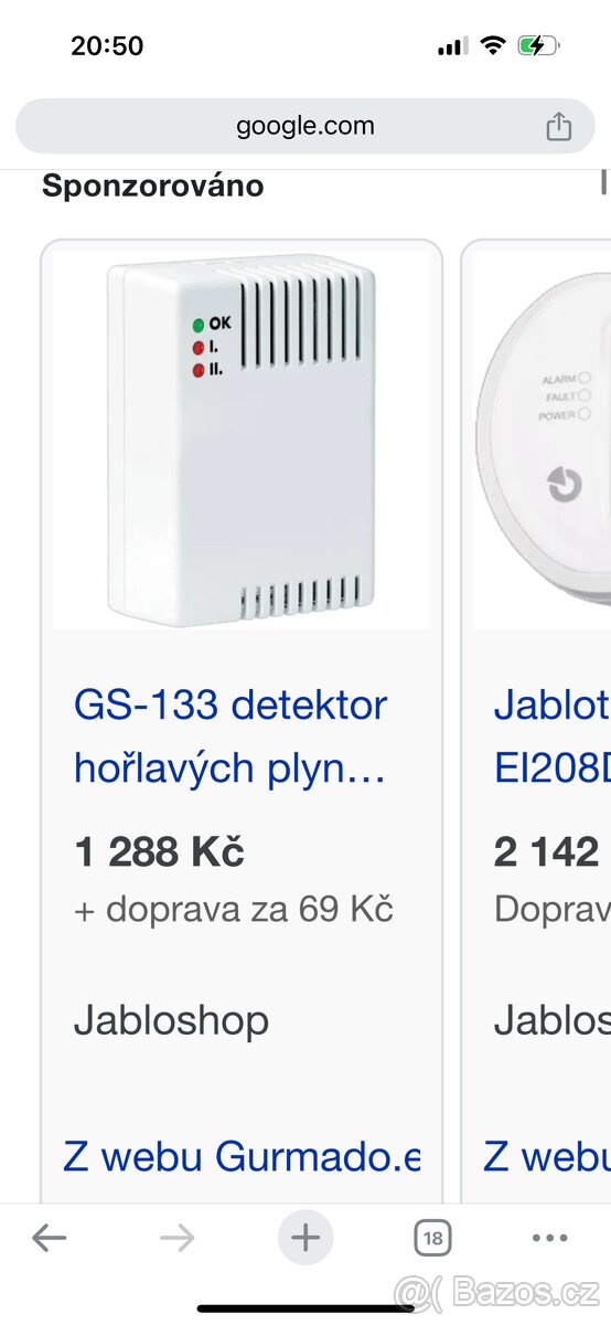 Detekror plynů jablotron