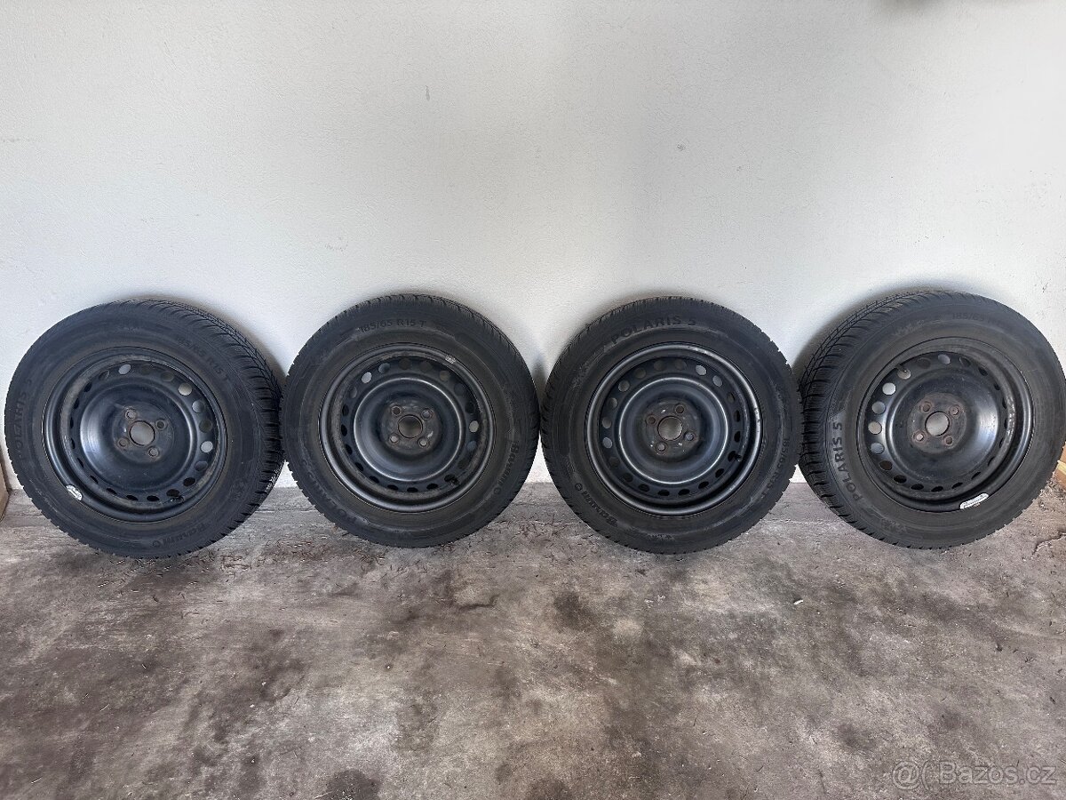 Plechové disky 4x100 r15 + zimní pneu