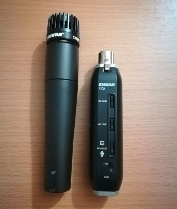 SHURE SM57 + X2U (Dynamický mikrofon)