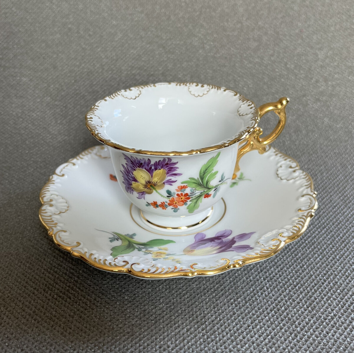 Míšeň Meissen Porcelánový moka šálek s podšálkem