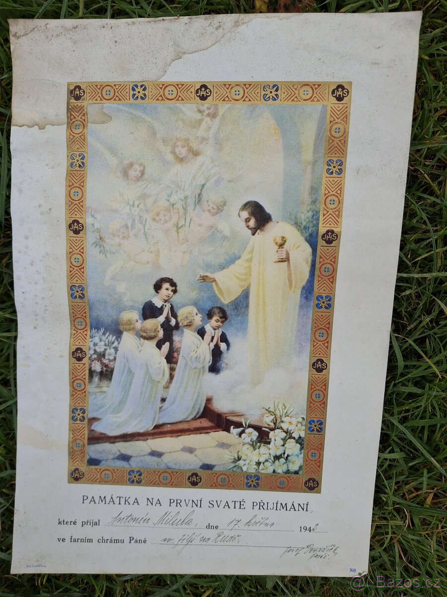 Listina svaté přijímání r.1942