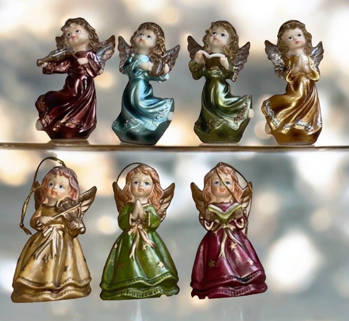 Luxusní set porcelánových 🎄 vánočních andělíčků 🔔 zvonečků