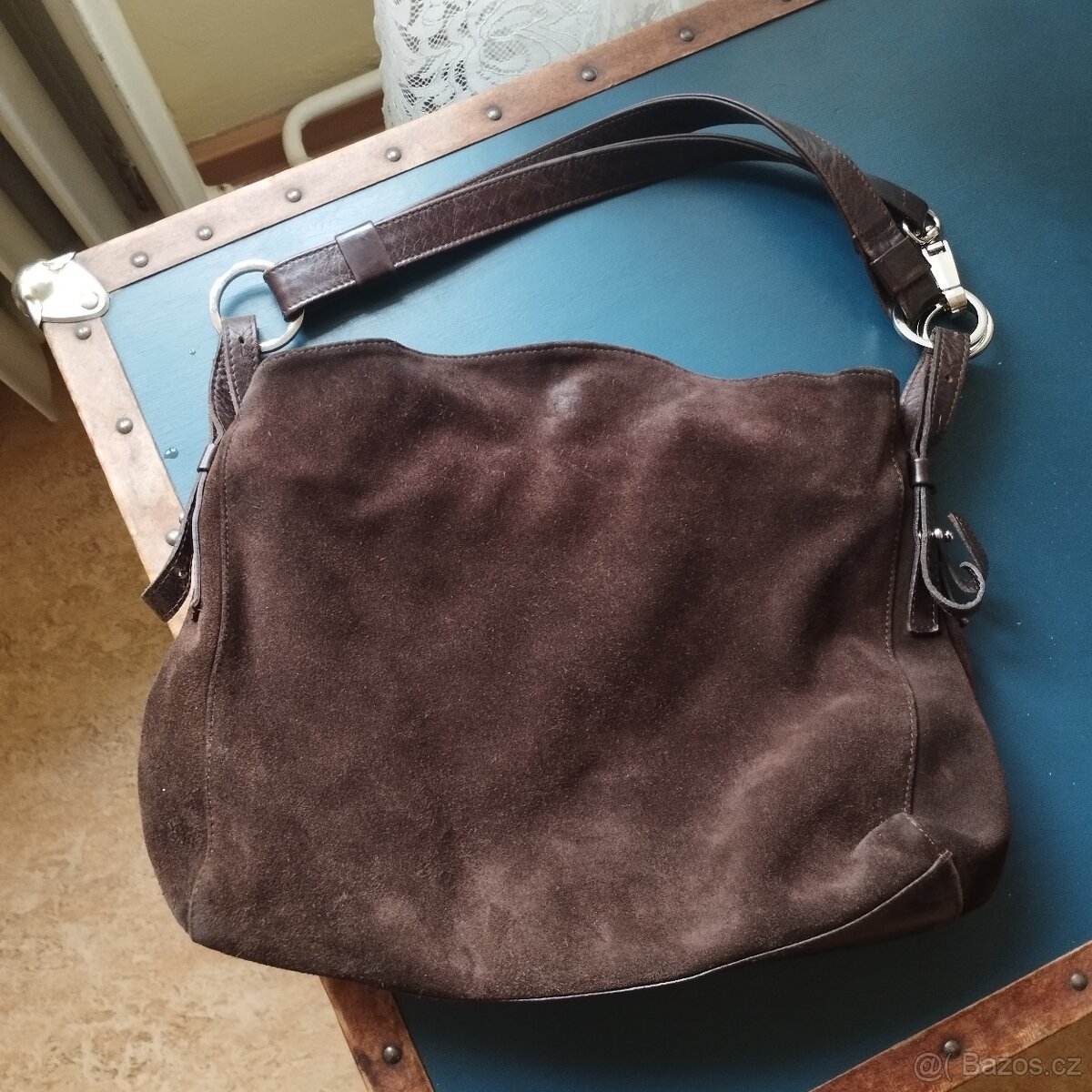 Hnědá šemišová kabelka