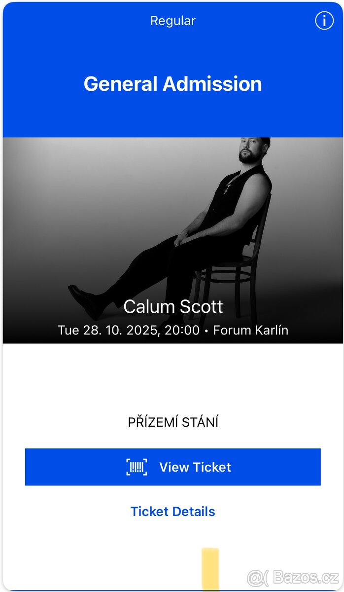 2x Calum Scott vstupenky stání 02 Universum
