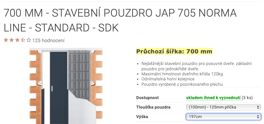 Stavební pouzdro JAP NORMA STANDARD 700x1970 mm