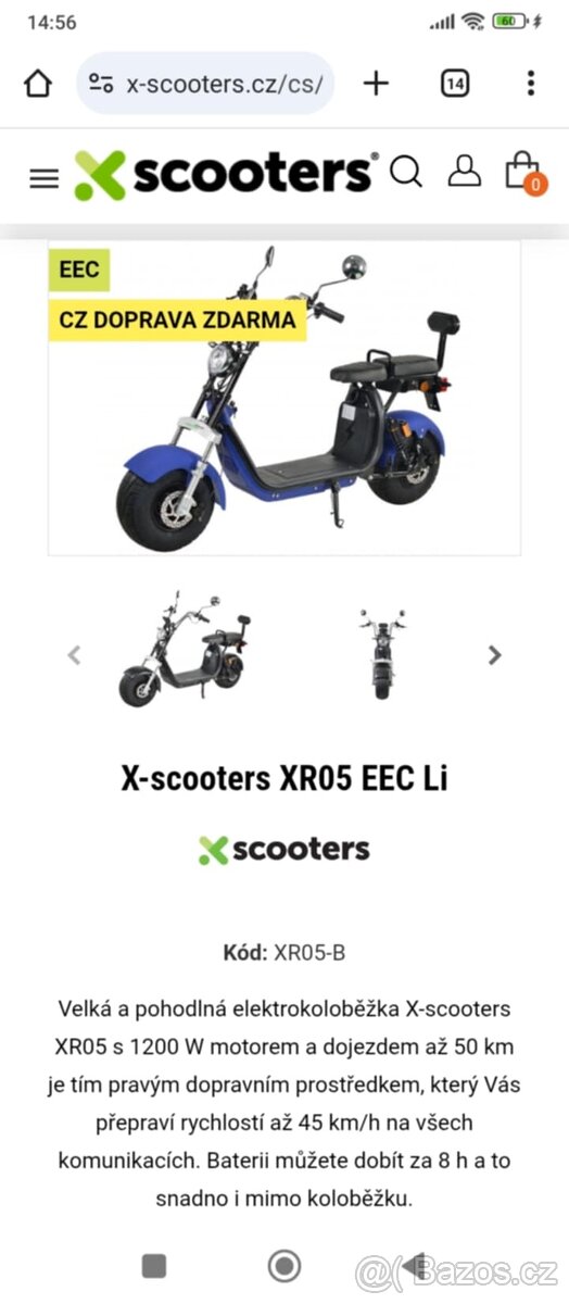 Elektrická koloběžka XR05 barva černá