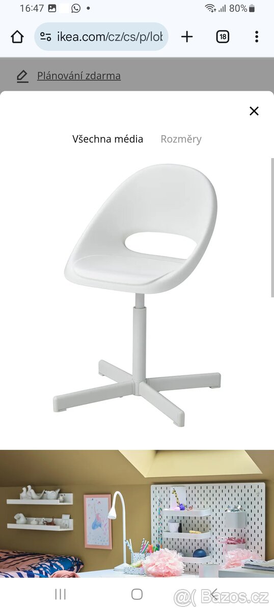 Židle otočná k psacímu stolu Ikea