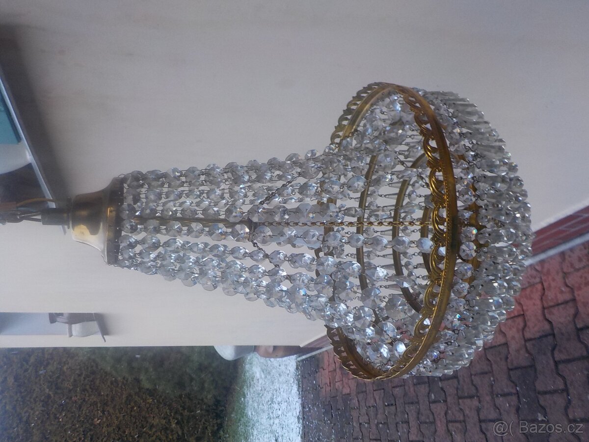 staré skleněné a mosazné lustry,lampy a svítidla