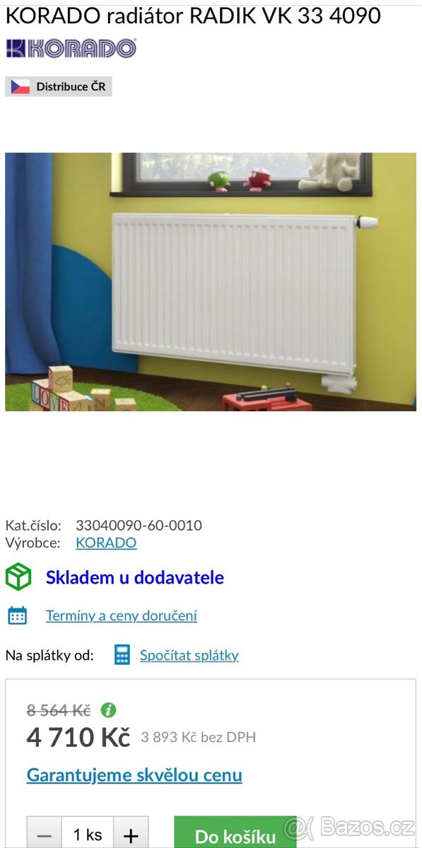 Prodám nový radiátor KORADO RADIK VK 90cm