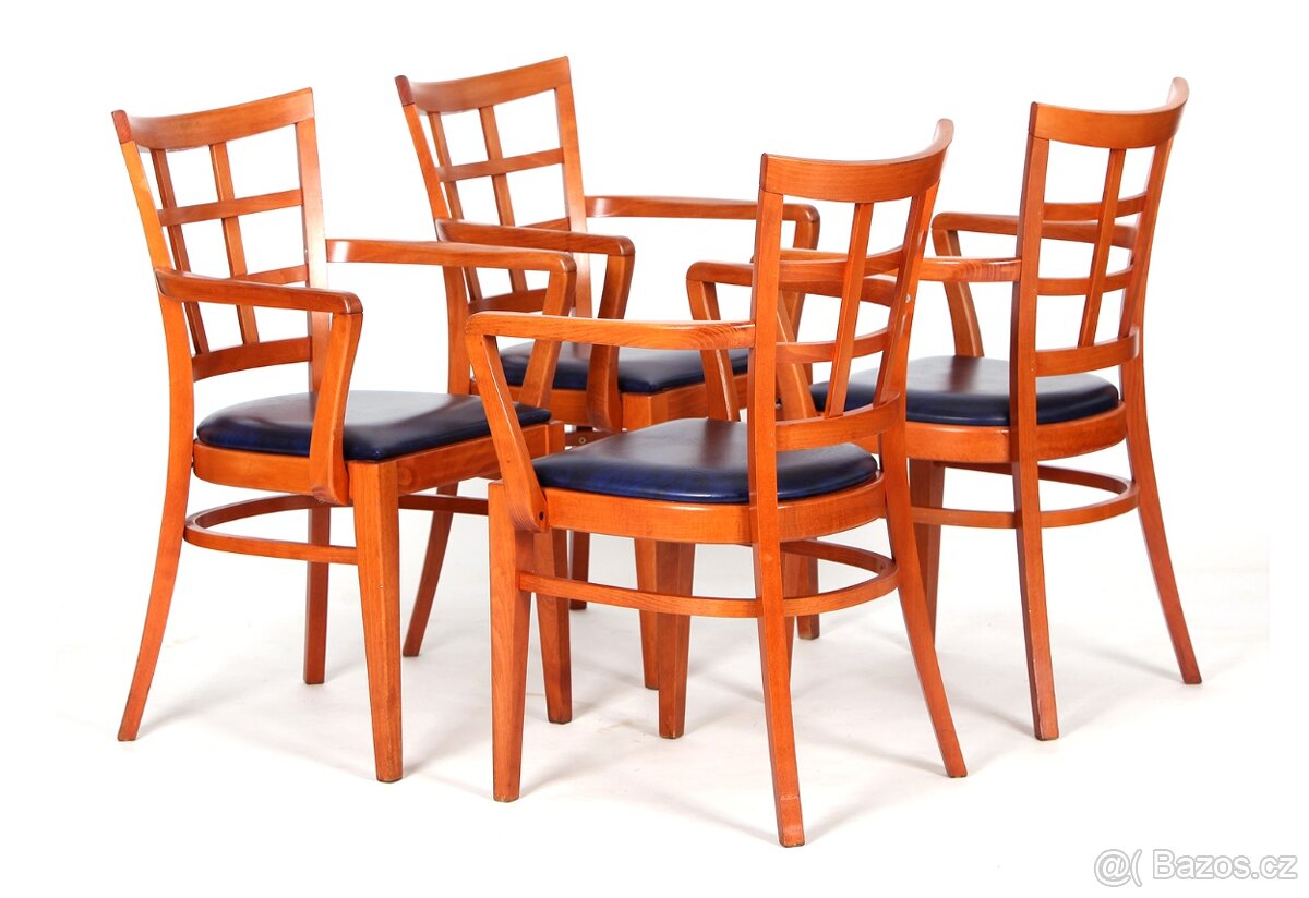 Židle, křesílka s područkami, TON, 4 kusy.