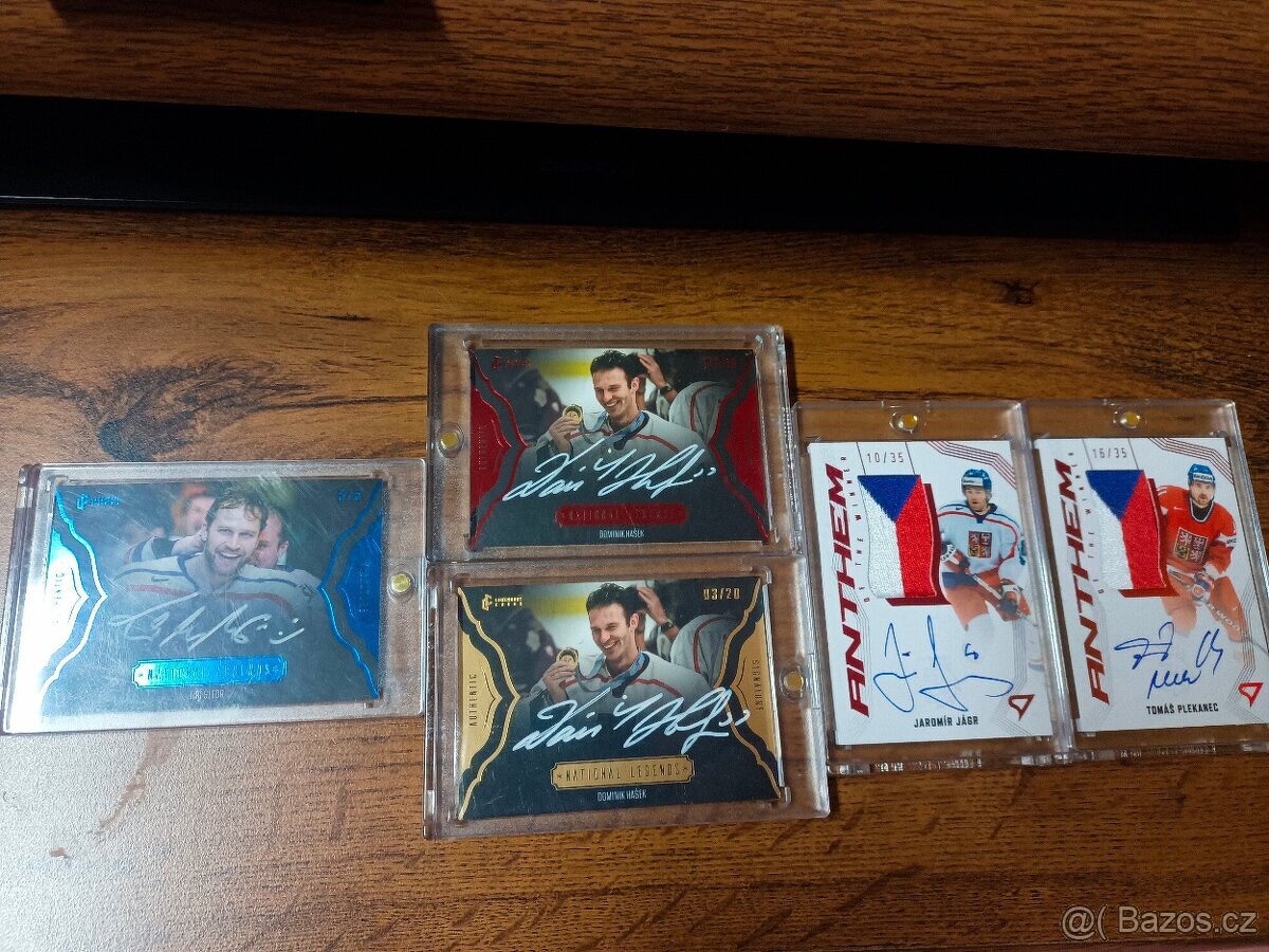 Podepsané hokejové karty Jágr, Plekanec, Hašek, Šlégr 5ks