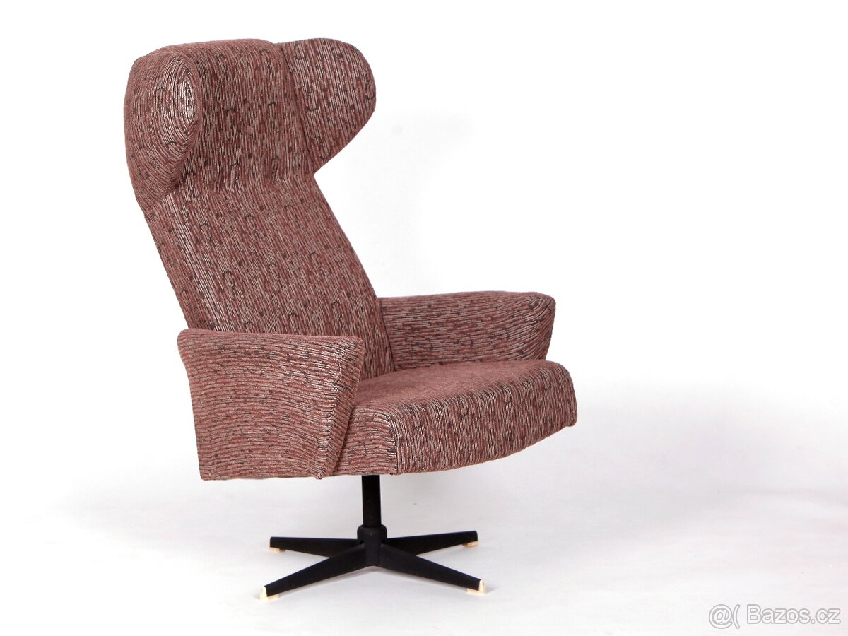 Otočné retro křeslo " Ušák ", TOP stav.