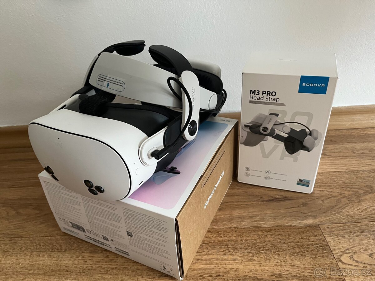 Meta Quest 3S 128 GB a BOBO headstrap M3 PRO s baterií