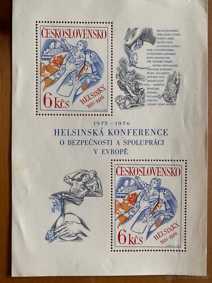 2x Známka 6 Kčs Helsinská Konference