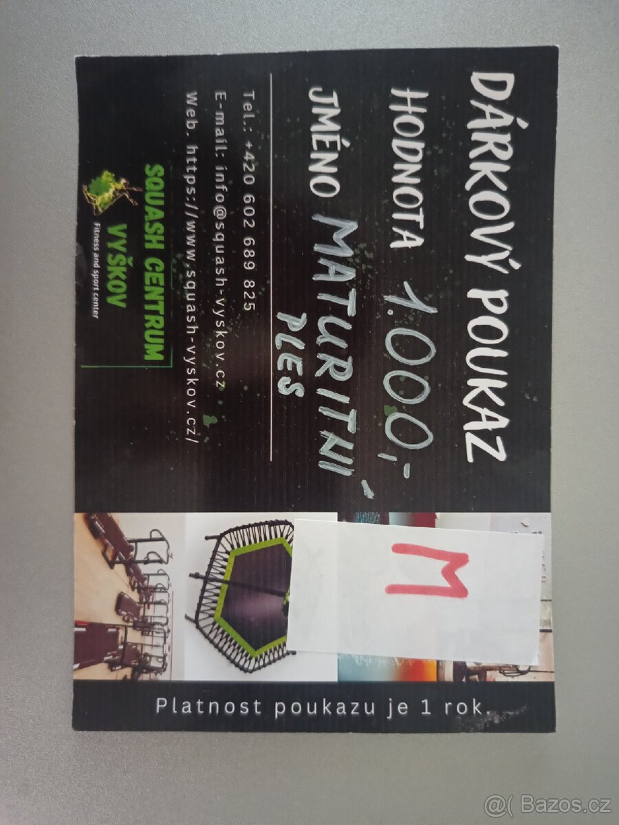 Poukaz v hodnotě 1000 Kč do Squash Vyškov