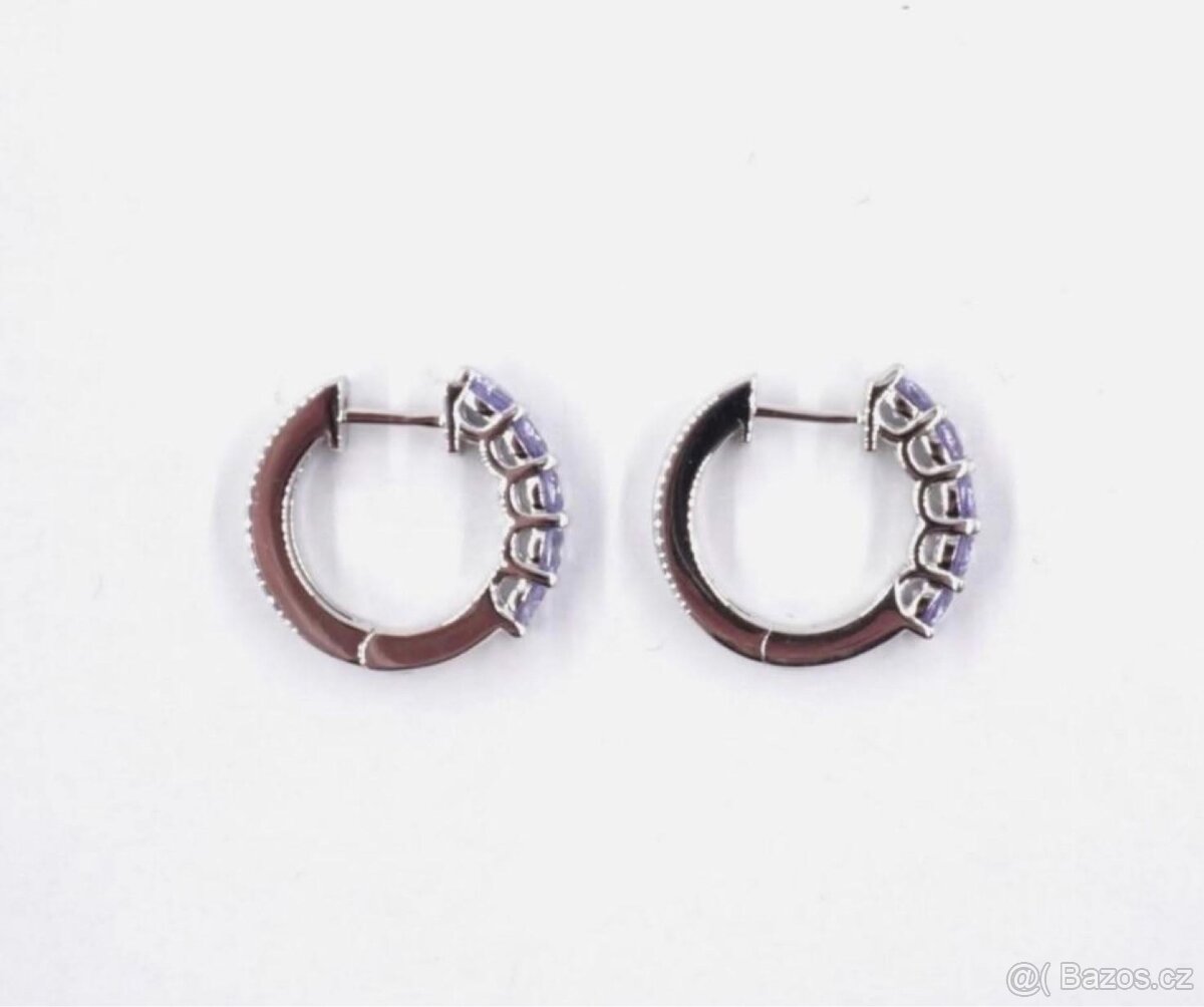 Stříbrné kruhové náušnice s tanzanity