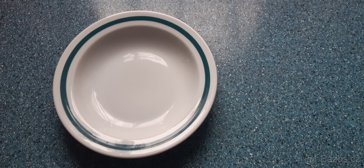 Talíř hluboký modrozelený dekor