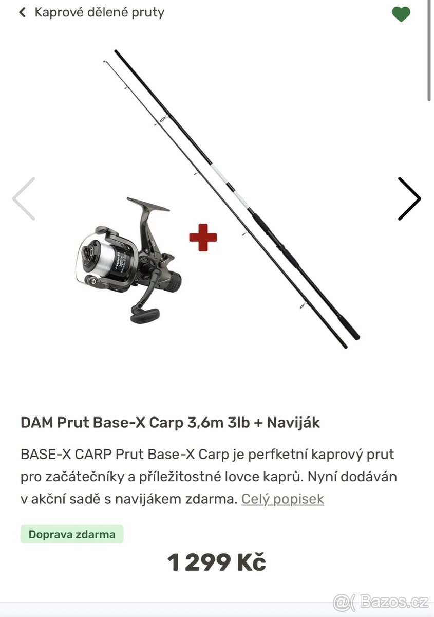 DAM Prut Base-X Carp 3,6m 3lb + Naviják