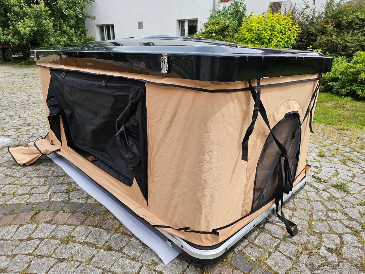 Střešní stan khaki pro auto, zvednutý, pevný ABS