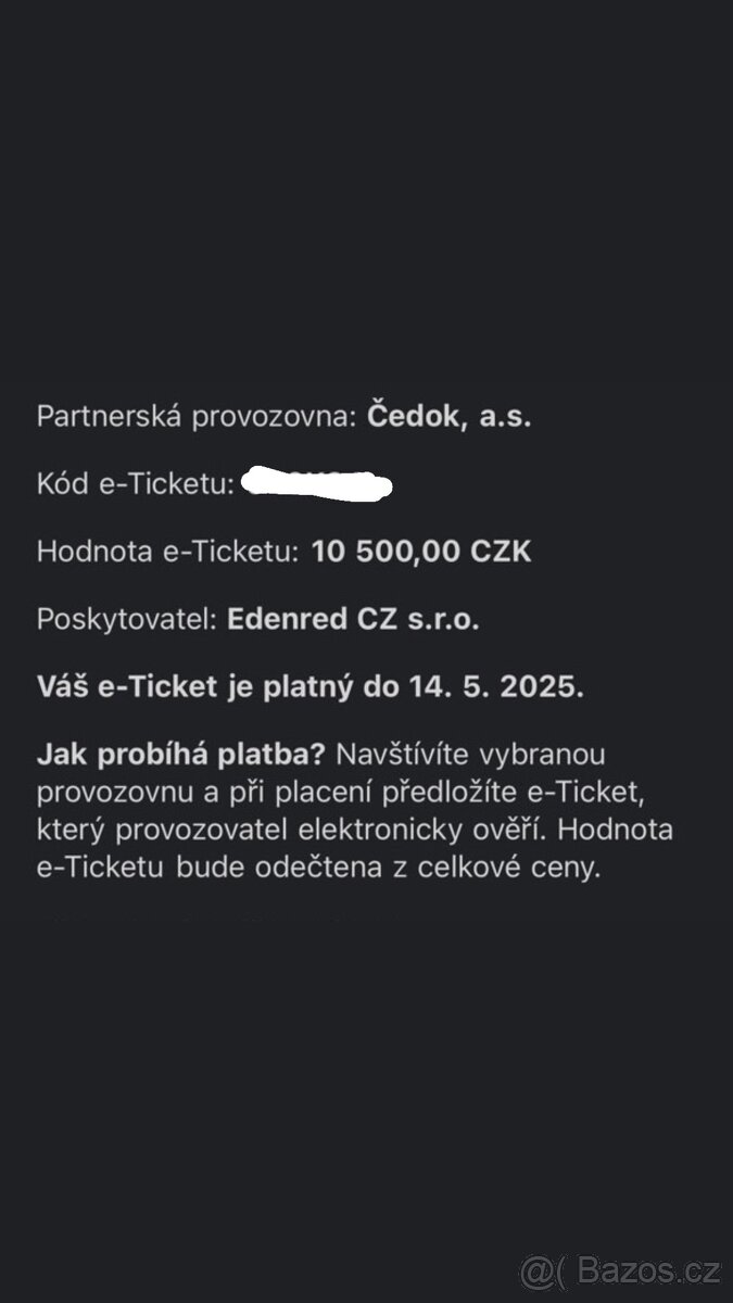 Cedok poukázky v celkové hodnotě 20k czk