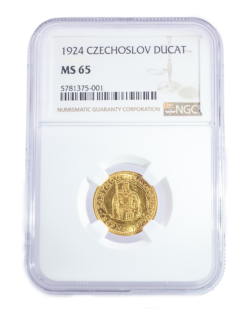 Svatováclavský dukát 1924, certifikace NGC MS 65