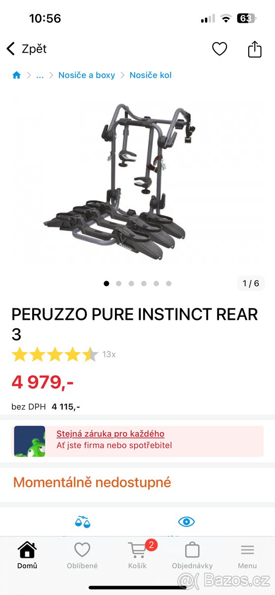 Nosič kol Peruzzo pure instinct rear 3