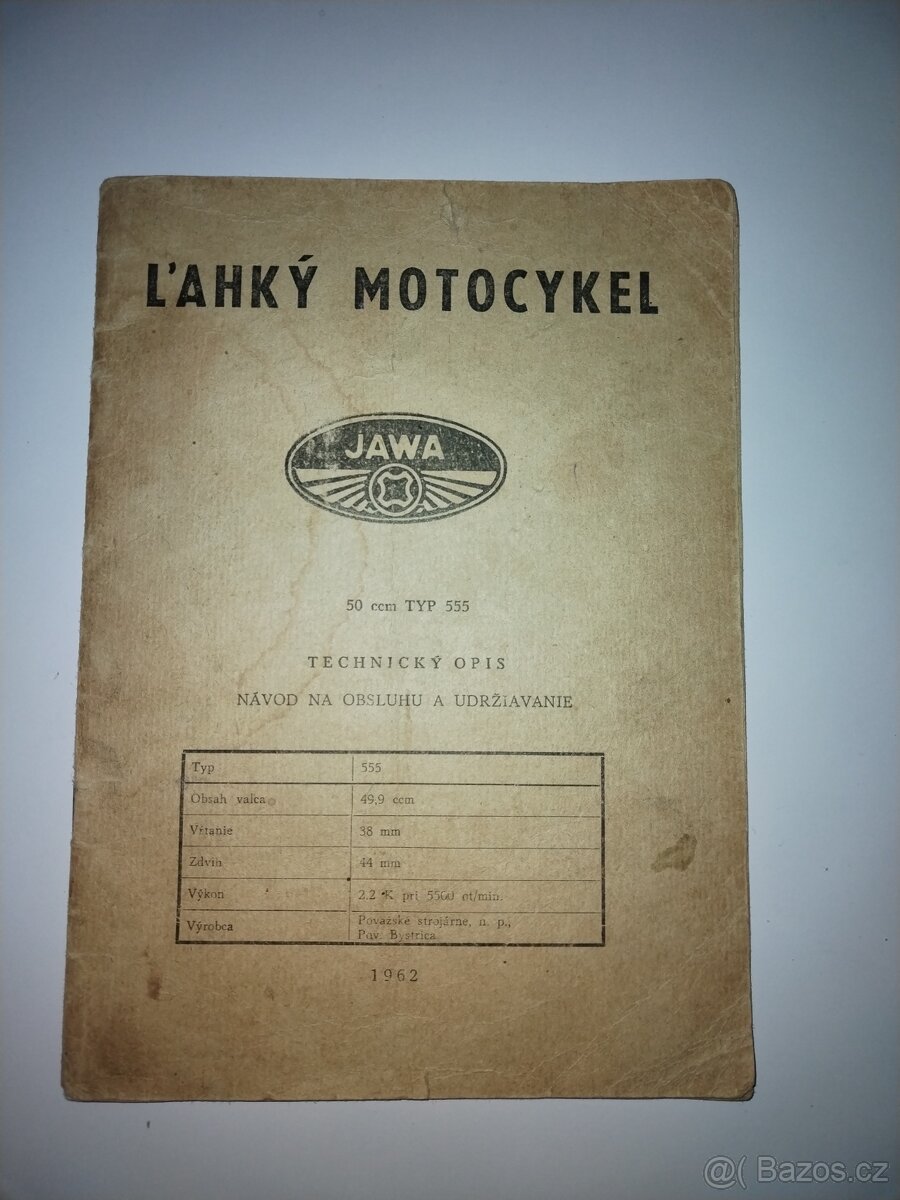 Jawa Pionyr 50, typ 555 návod na obsluhu