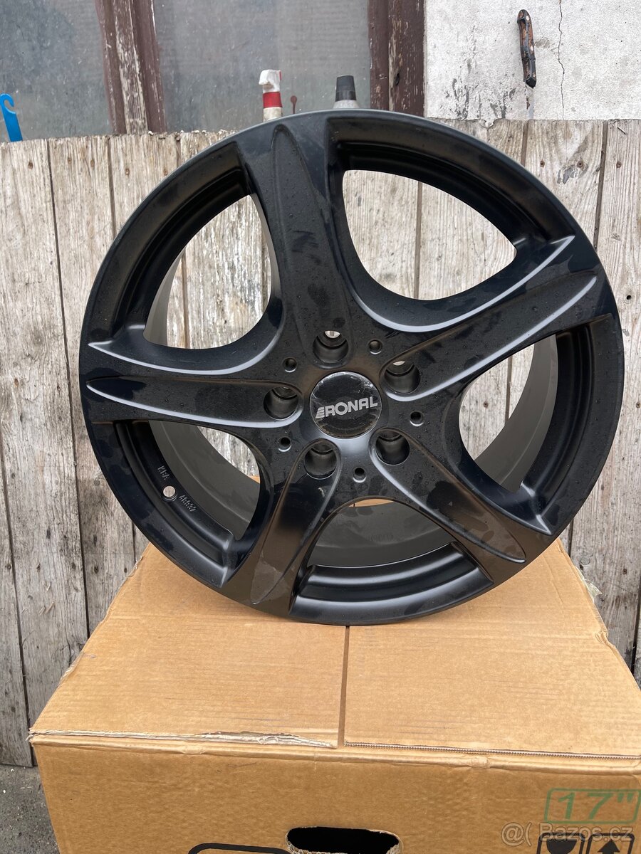 RONAL R55 MATT BLACK-7,5x17-5x108-ET 45–ALU KOLA