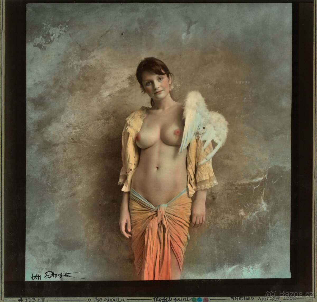 Jan Saudek - The Angel - originální kolorovaná fotografie