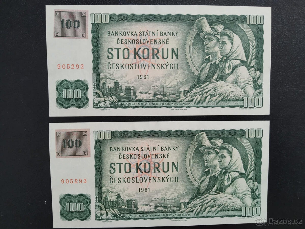 100 KORUN 1961 + KOLEK, STAV UNC