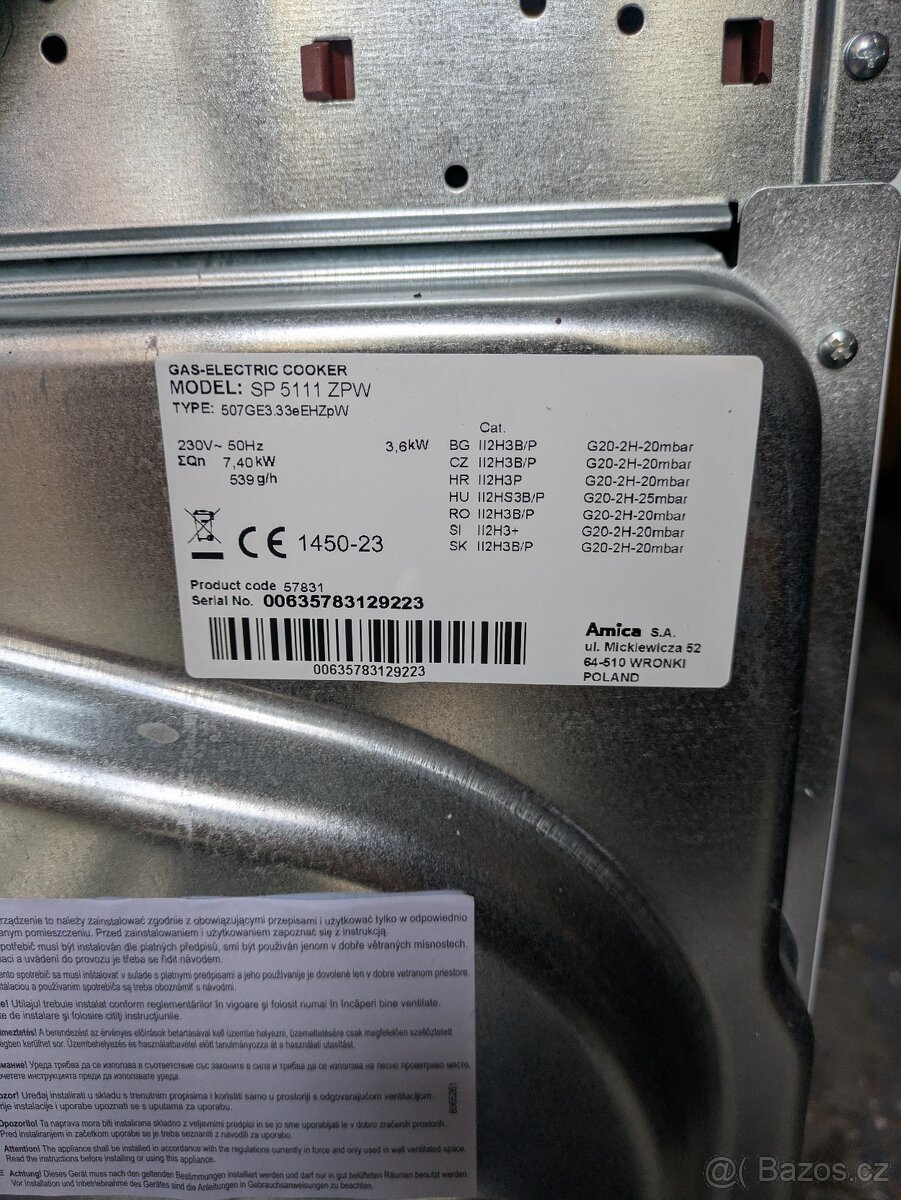 Kombinovaný sporák Amica SP 5111 ZPW