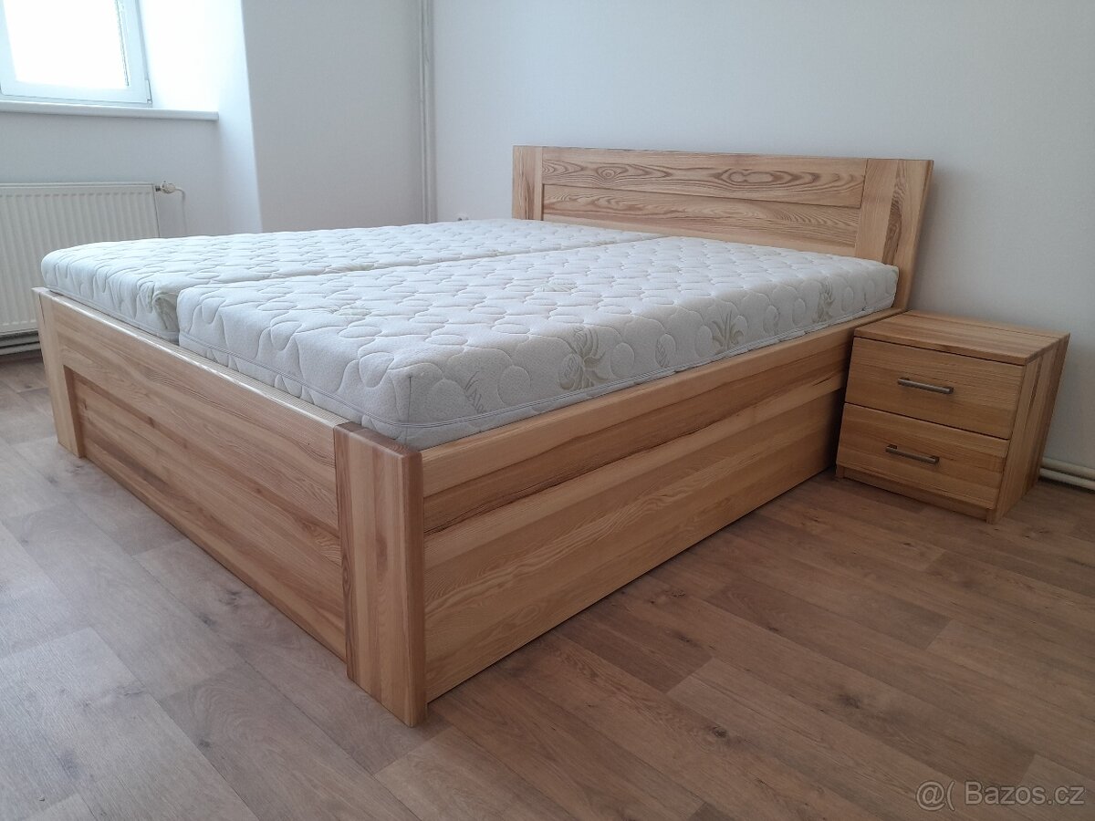 nová jasanová masivní postel, nosnost 700kg, odvezu,smontuji