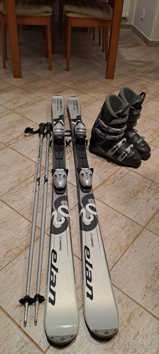 Lyže Elan 160 cm+boty+hůlky