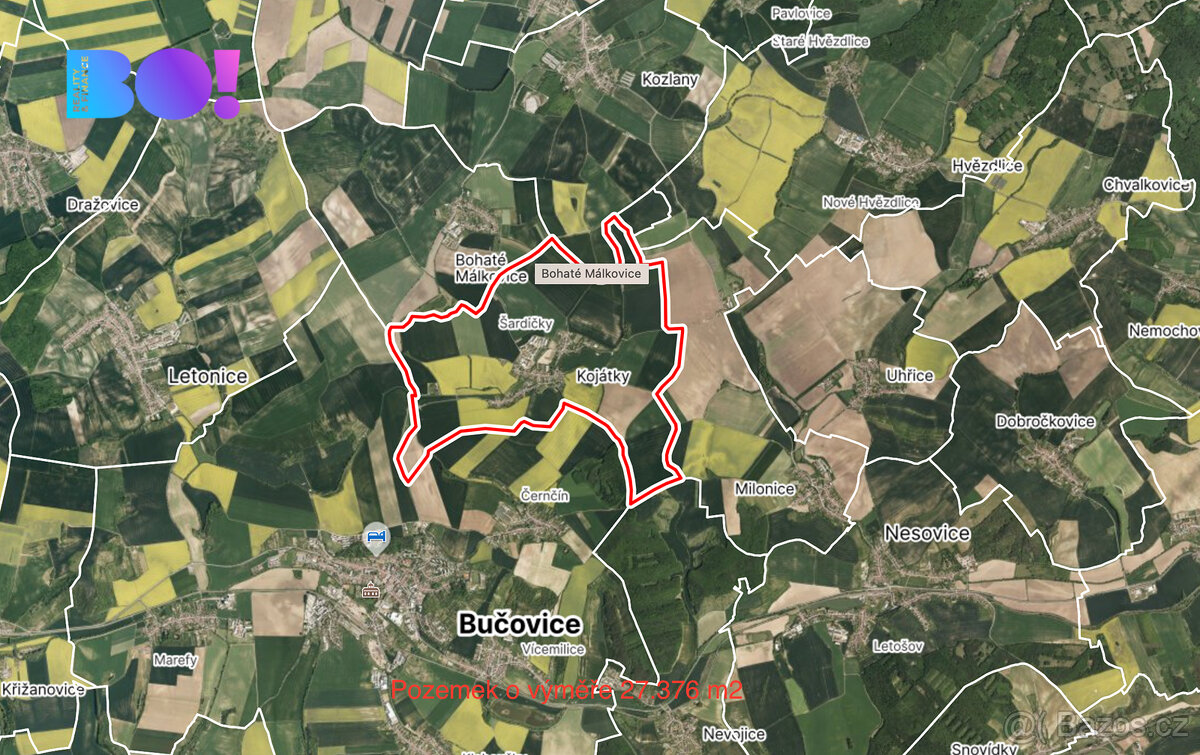 Prodej pole, 27376 m², Kojátky