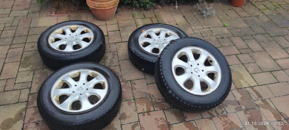 Kola 15, 4x hliník PEUGEOT,CITROEN ,zimní pneu 195/65R15
