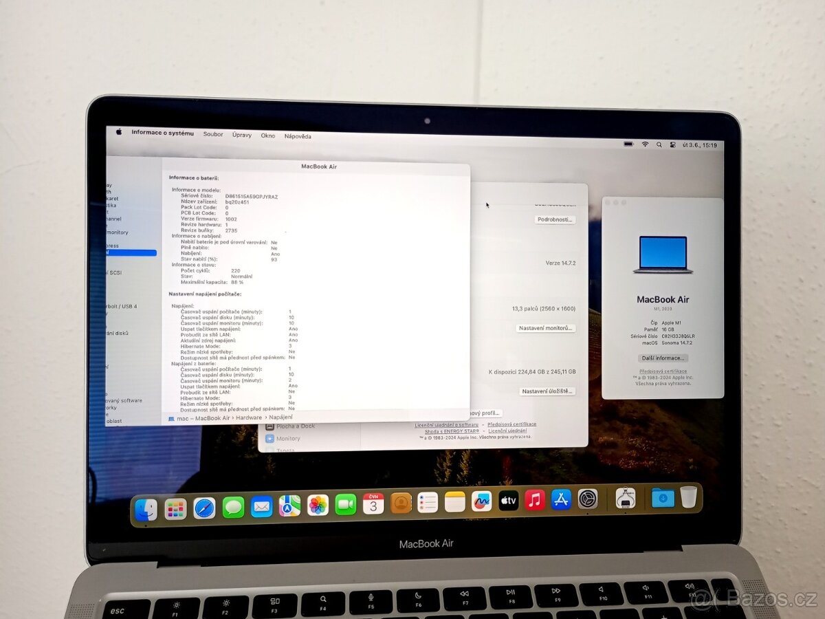 Macbook Apple M1 chip 16G RAM 256G SSDx Jako nový