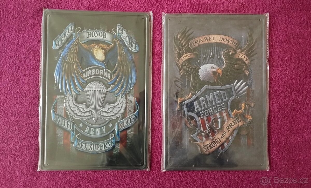 Prodám plechové cedule US Army